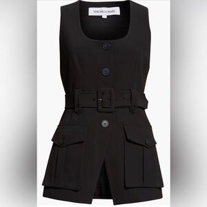 Veronica Beard Black Buttoned Belted Vest